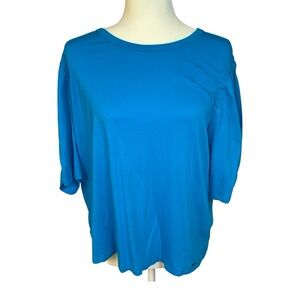 Calvin Klein Women’s XL Blue Relaxed Boxy Blouse Solid Blue Short Sleeve